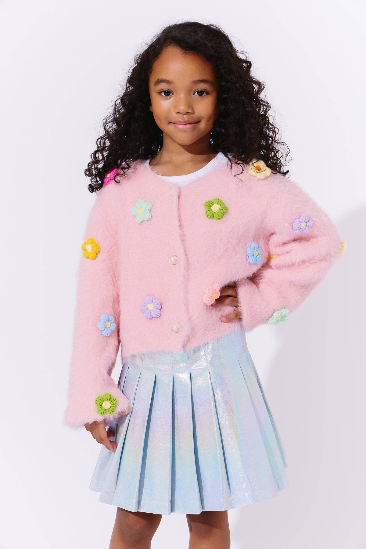 3D Rainbow Daisy Cardigan
