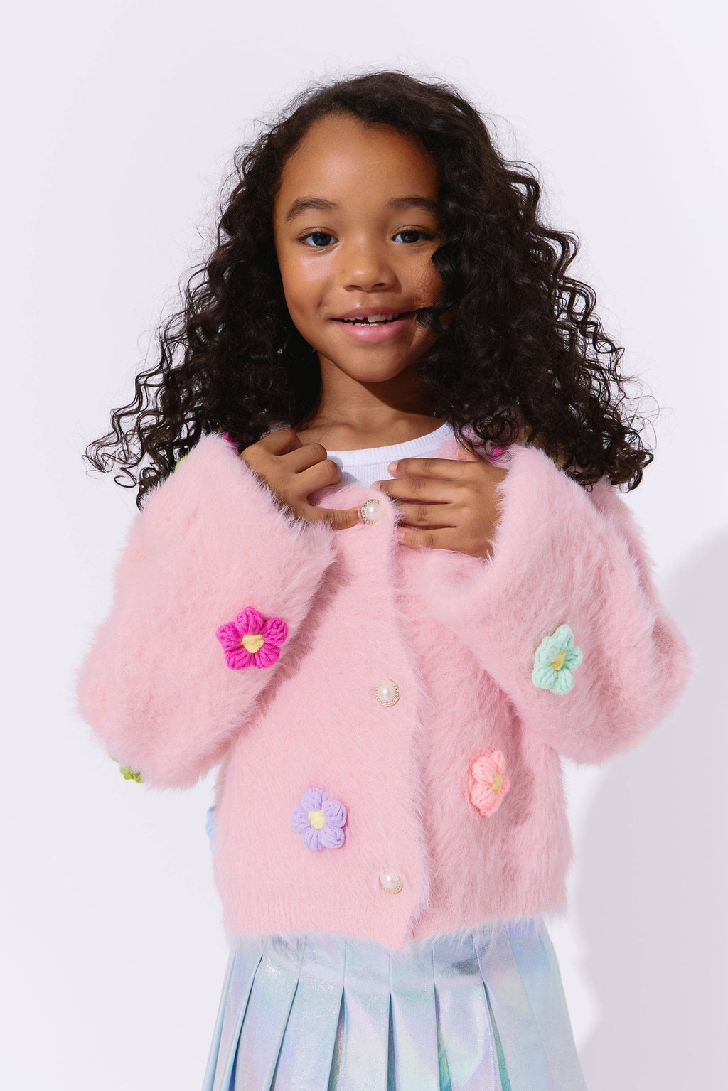3D Rainbow Daisy Cardigan