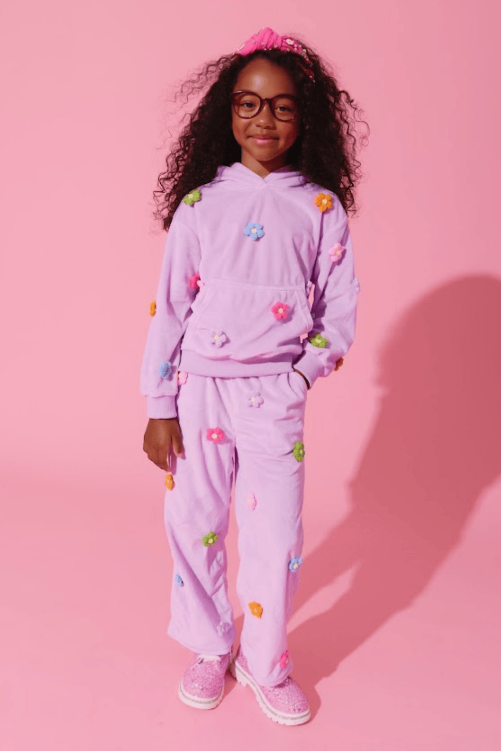 3D Rainbow Daisy Velour Set