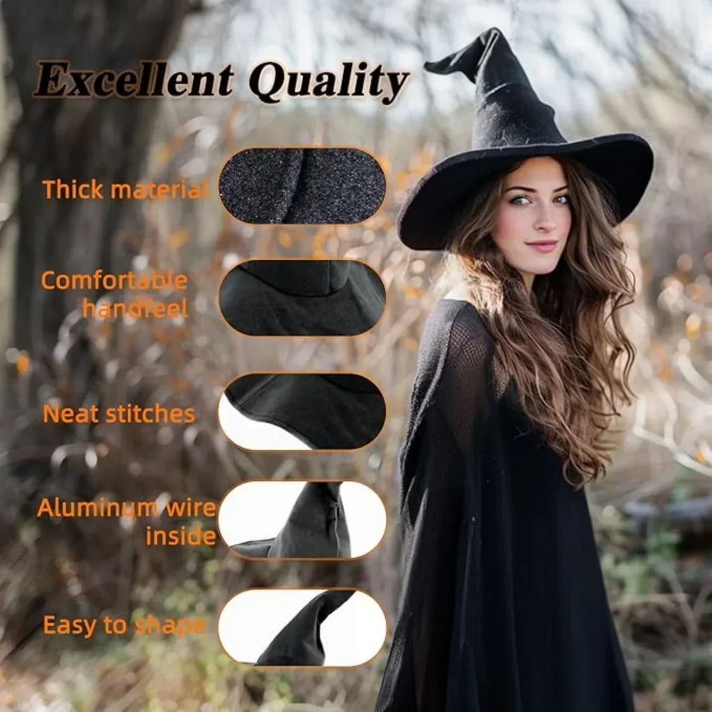 Black Witch Curly Wizard Accessory Up Women's Dress Halloween Costume – Black