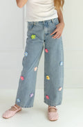 3D Rainbow Flowers Jeans
