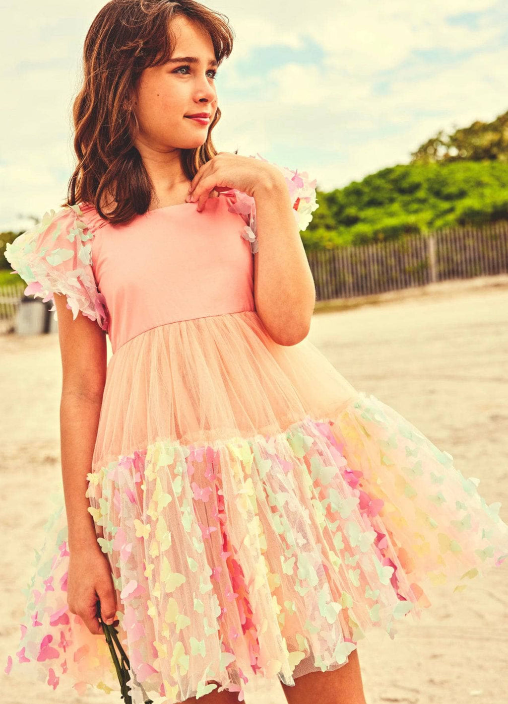 3D Butterfly Puffy Sleeve Dress