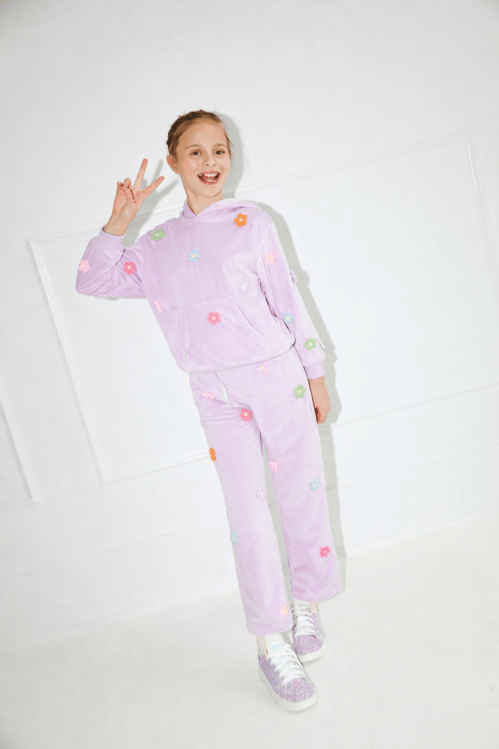 3D Rainbow Daisy Velour Set