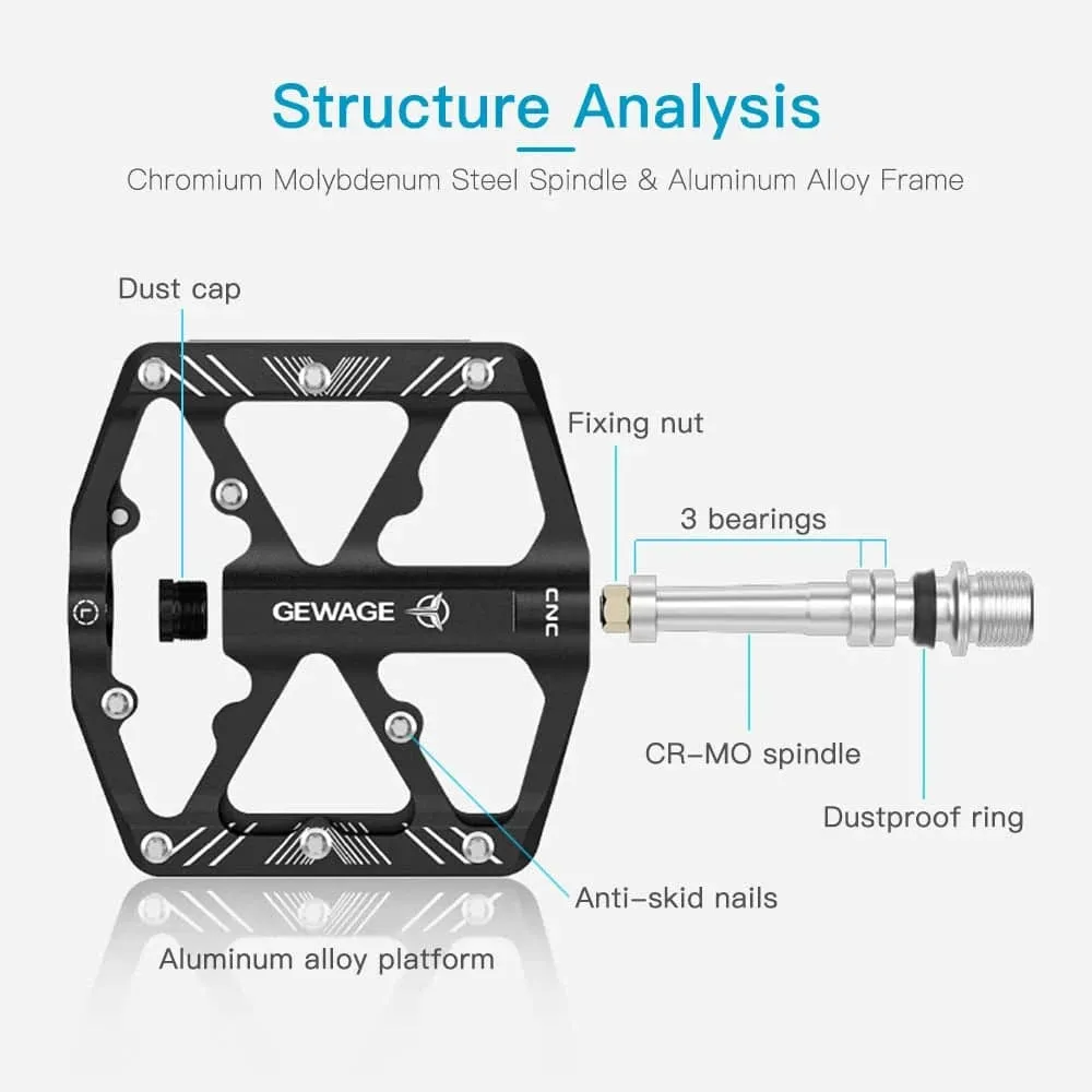 1 Pair Bike Pedals Aluminum Alloy Bicycle Pedals with Reflectors Mountain Bike Pedals Non-Slip Cycling Pedals Platform