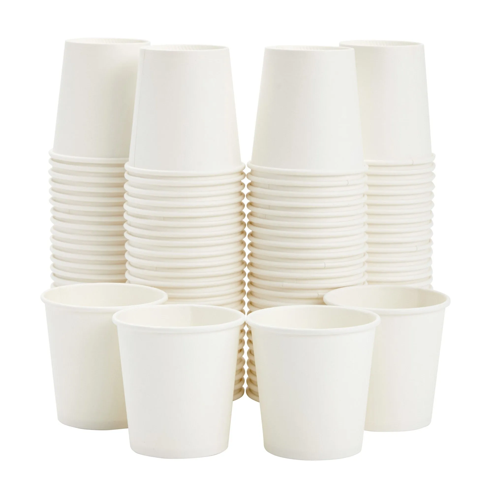 100 Pack Disposable Mini Paper Cups for Espresso, Mouthwash, Tea, Coffee (4oz, White)