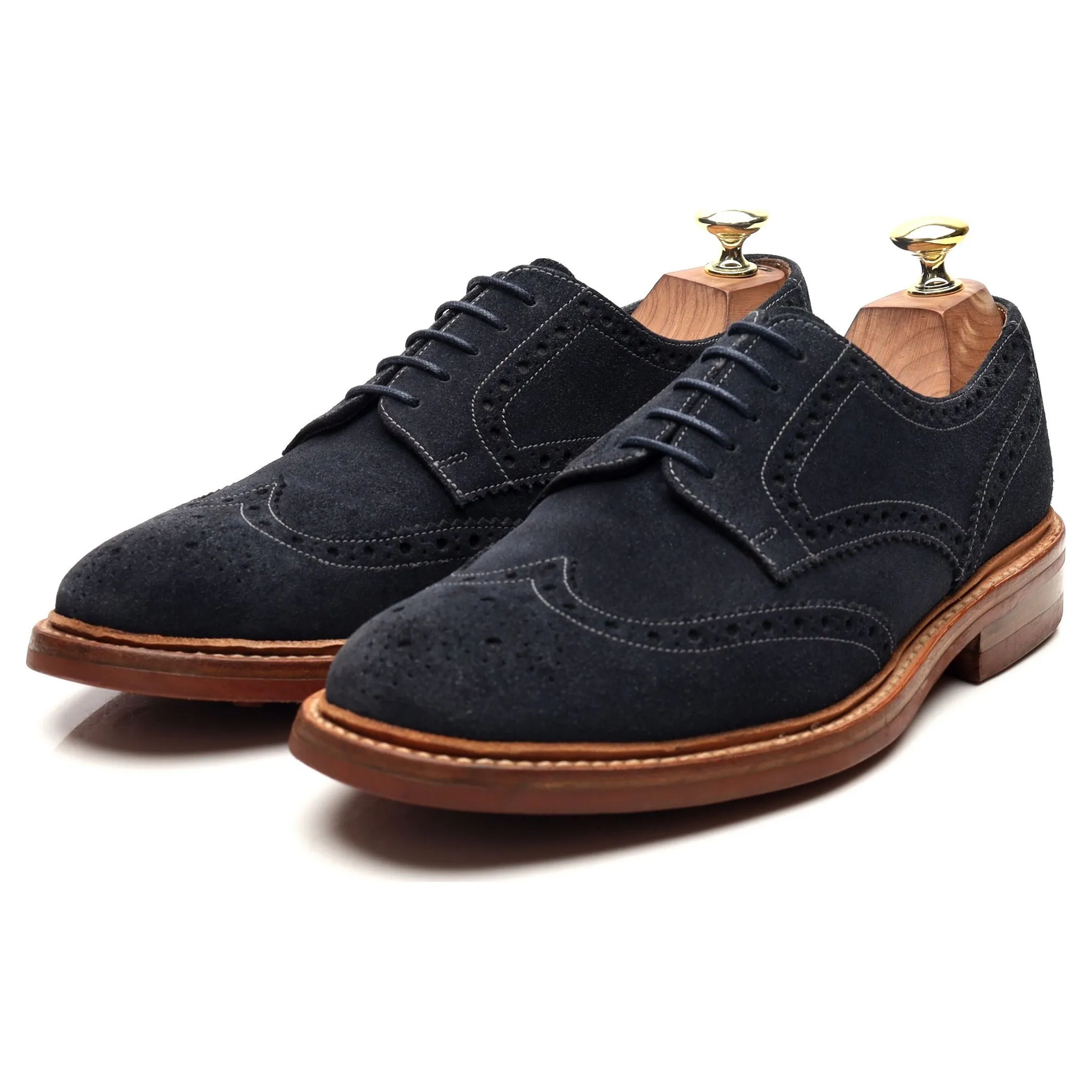 1880 'Leamington' Blue Suede Derby Brogues UK 7 F