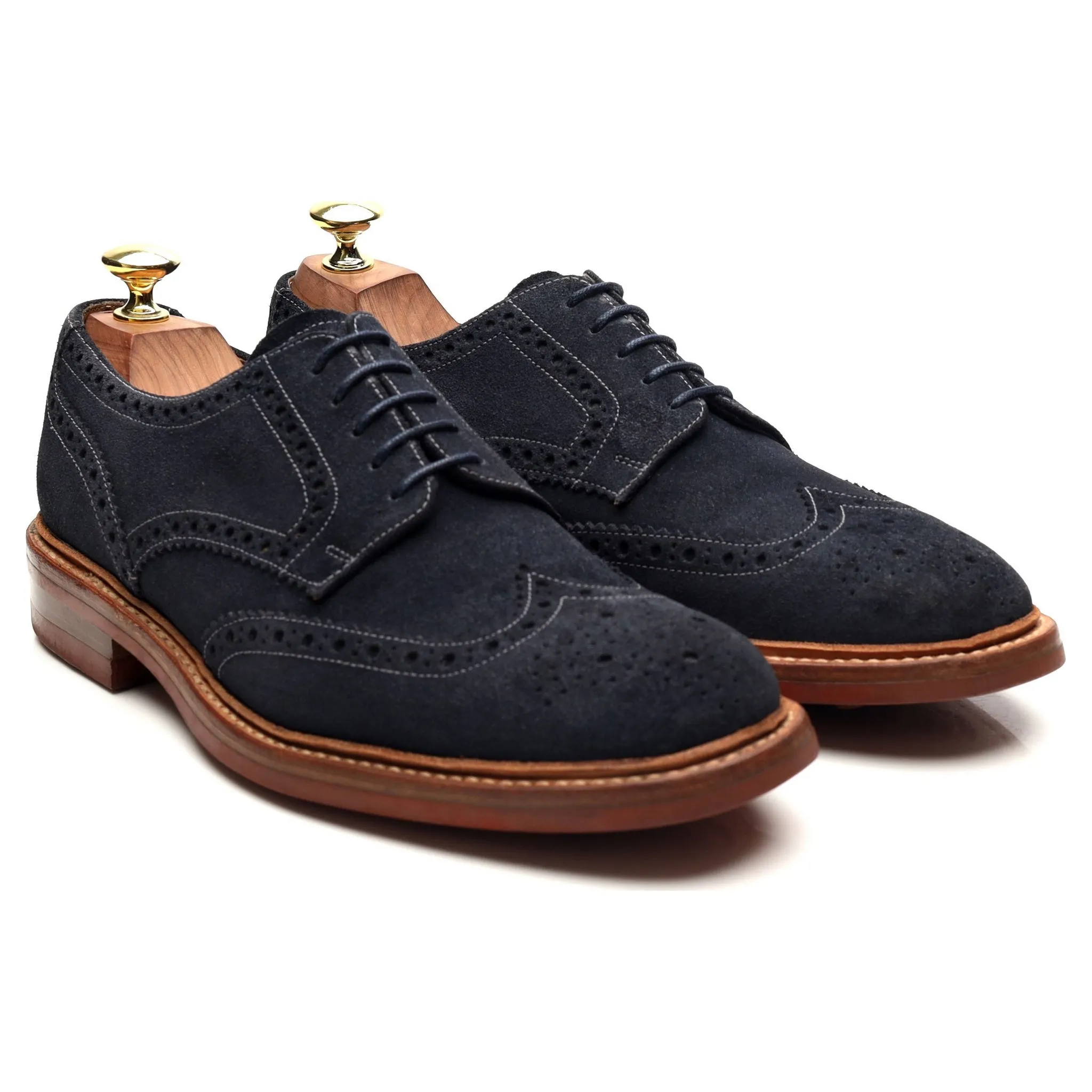 1880 'Leamington' Blue Suede Derby Brogues UK 7 F