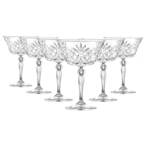 260ml Melodia Glass Champagne Saucers - Pack of Six - By RCR Crystal