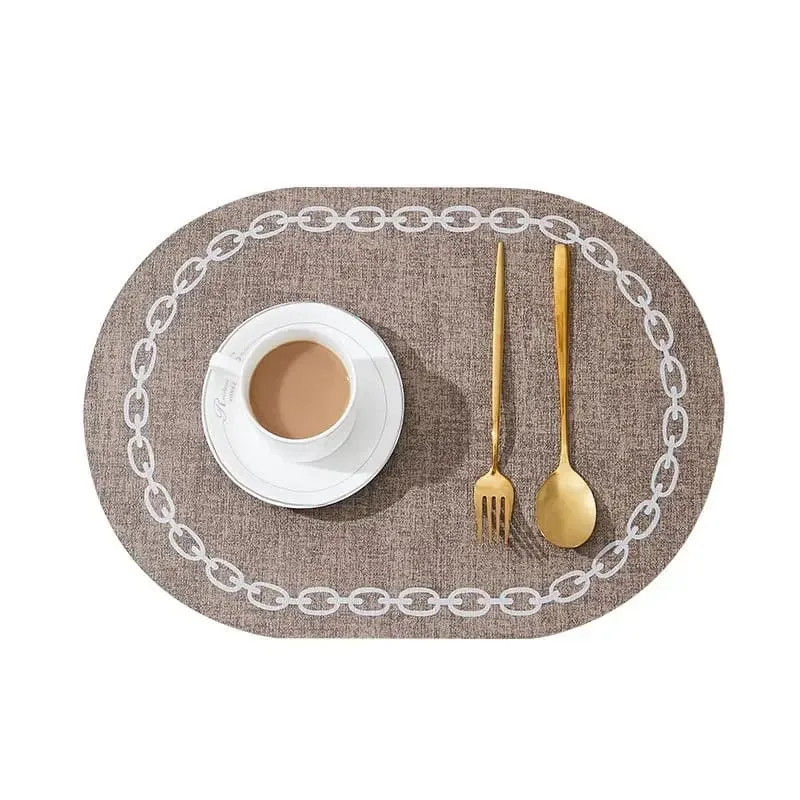 2PCs Oval Shape Leather Placemats(SA2405-258)