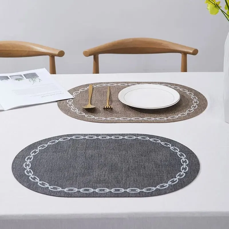 2PCs Oval Shape Leather Placemats(SA2405-258)