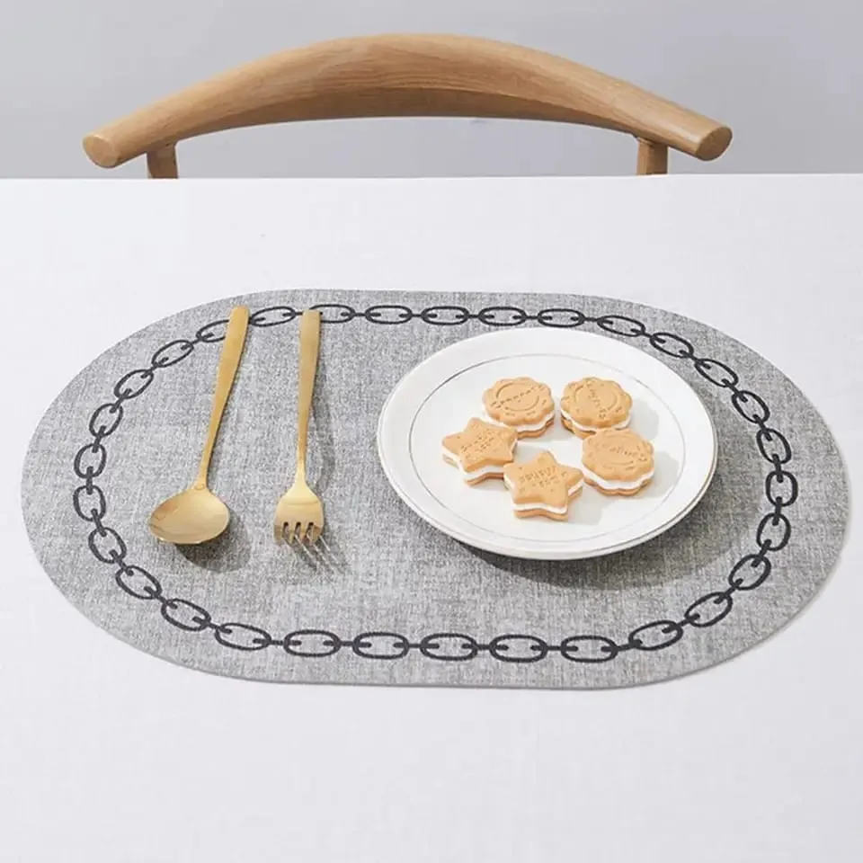 2PCs Oval Shape Leather Placemats(SA2405-258)