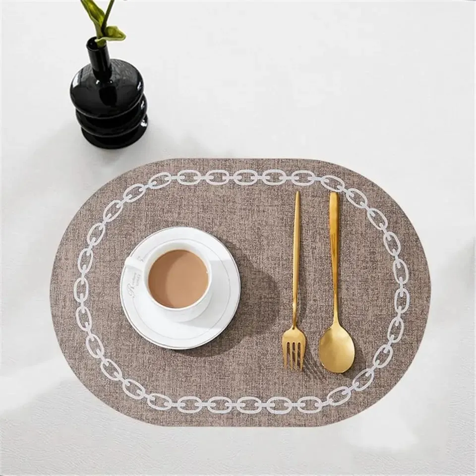 2PCs Oval Shape Leather Placemats(SA2405-258)