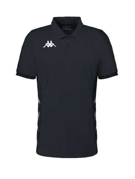 3 x Kappa Mens Deggiano Performance Soccer Black/Grey Polo Shirt