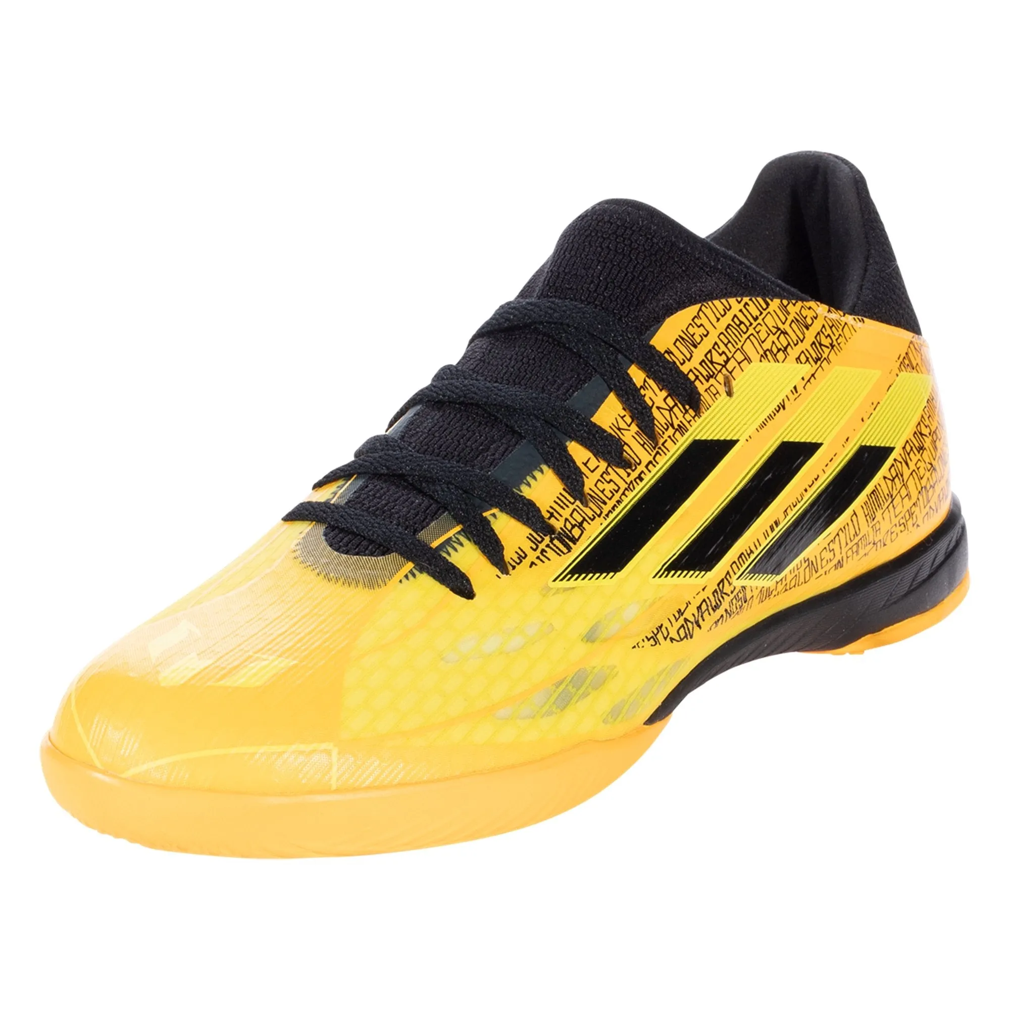 adidas X Speedflow Messi.3 IN Indoor Soccer Shoe: Solar Gold/Core Black/Bright Yellow