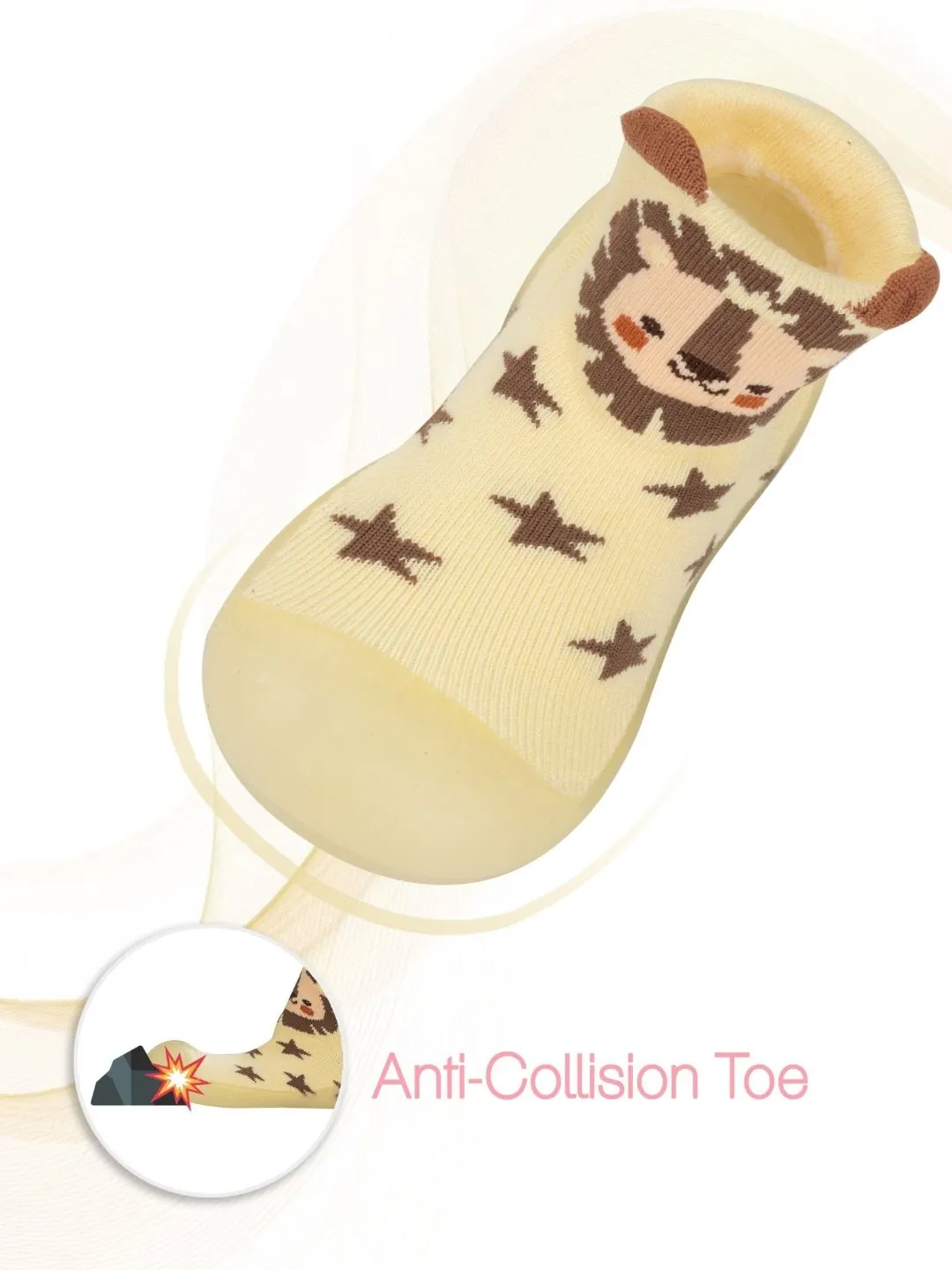 Adorable Yellow Lion and Star Shoe Socks for Boys