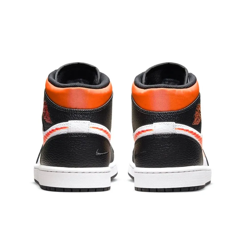 Air Jordan 1 Mid Zig Zag Swoosh Total Orange Black White