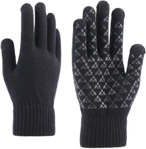 Andiker Winter Knit Gloves, Men Women Touch Screen Cold Weather Gloves, Full Finger Soft Warm Anti Slip Gloves for Hiking