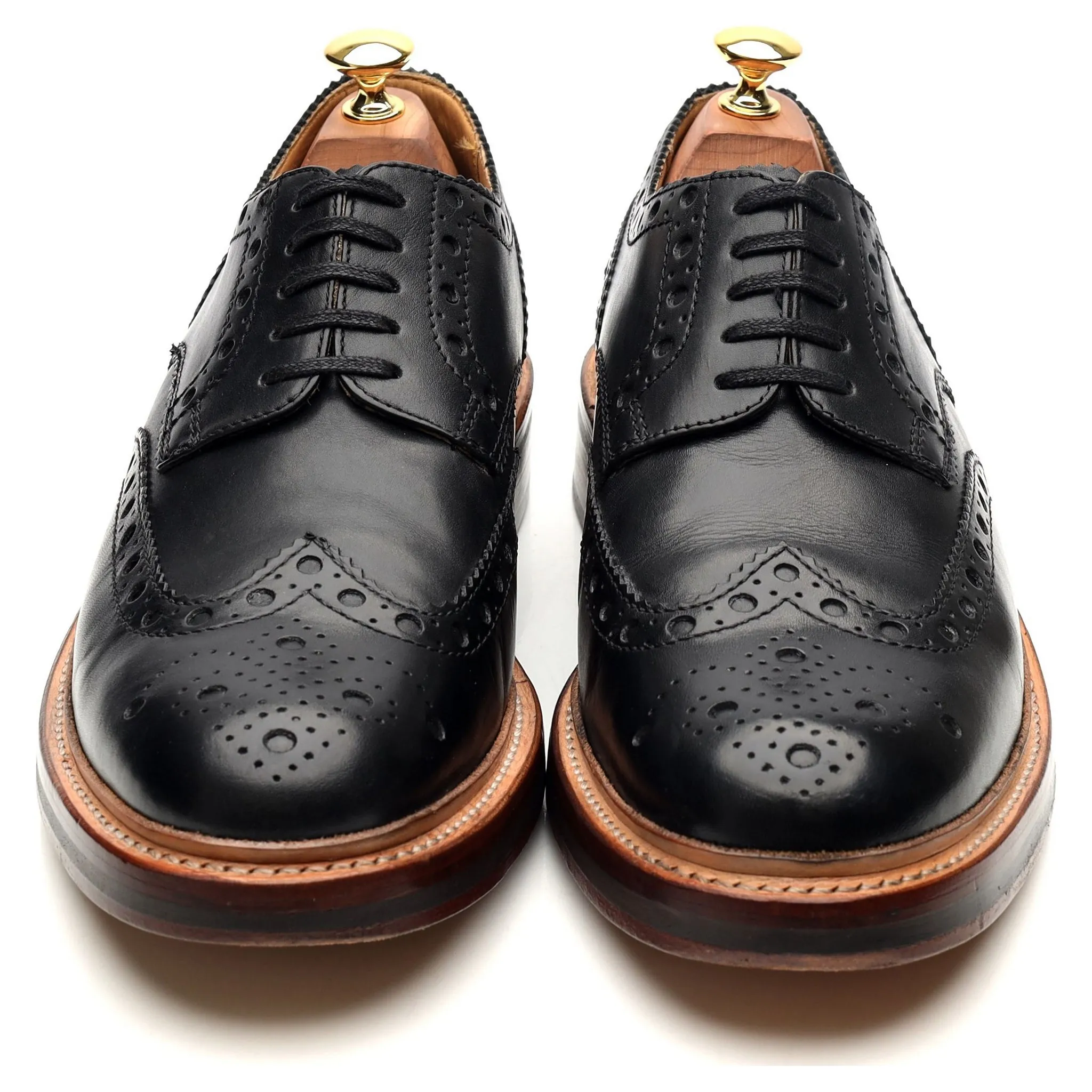 'Archie' Black Leather Derby Brogues UK 9 G