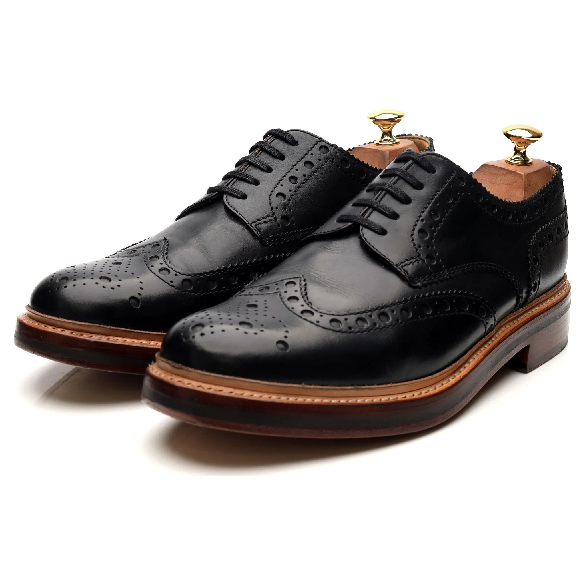 'Archie' Black Leather Derby Brogues UK 9 G