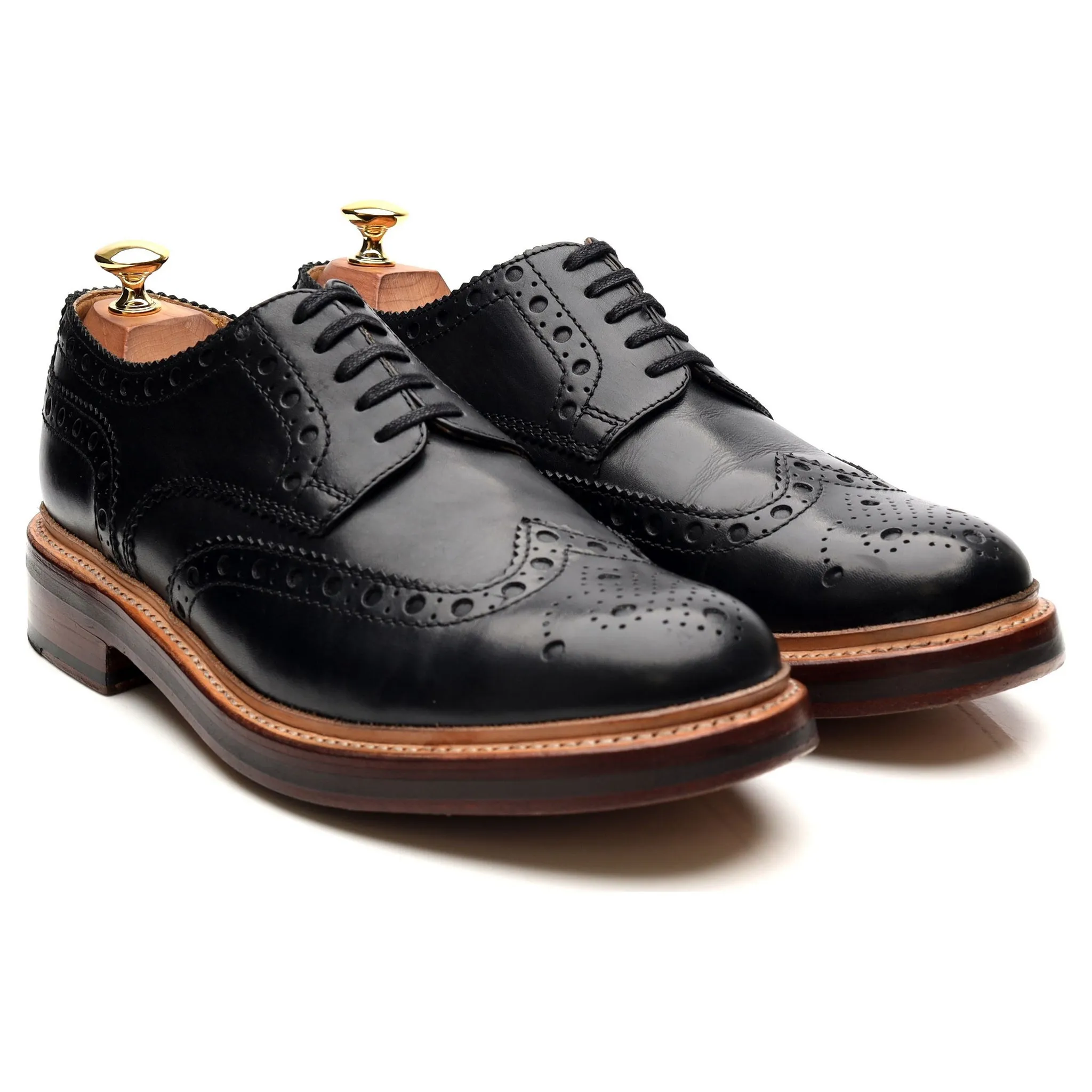 'Archie' Black Leather Derby Brogues UK 9 G