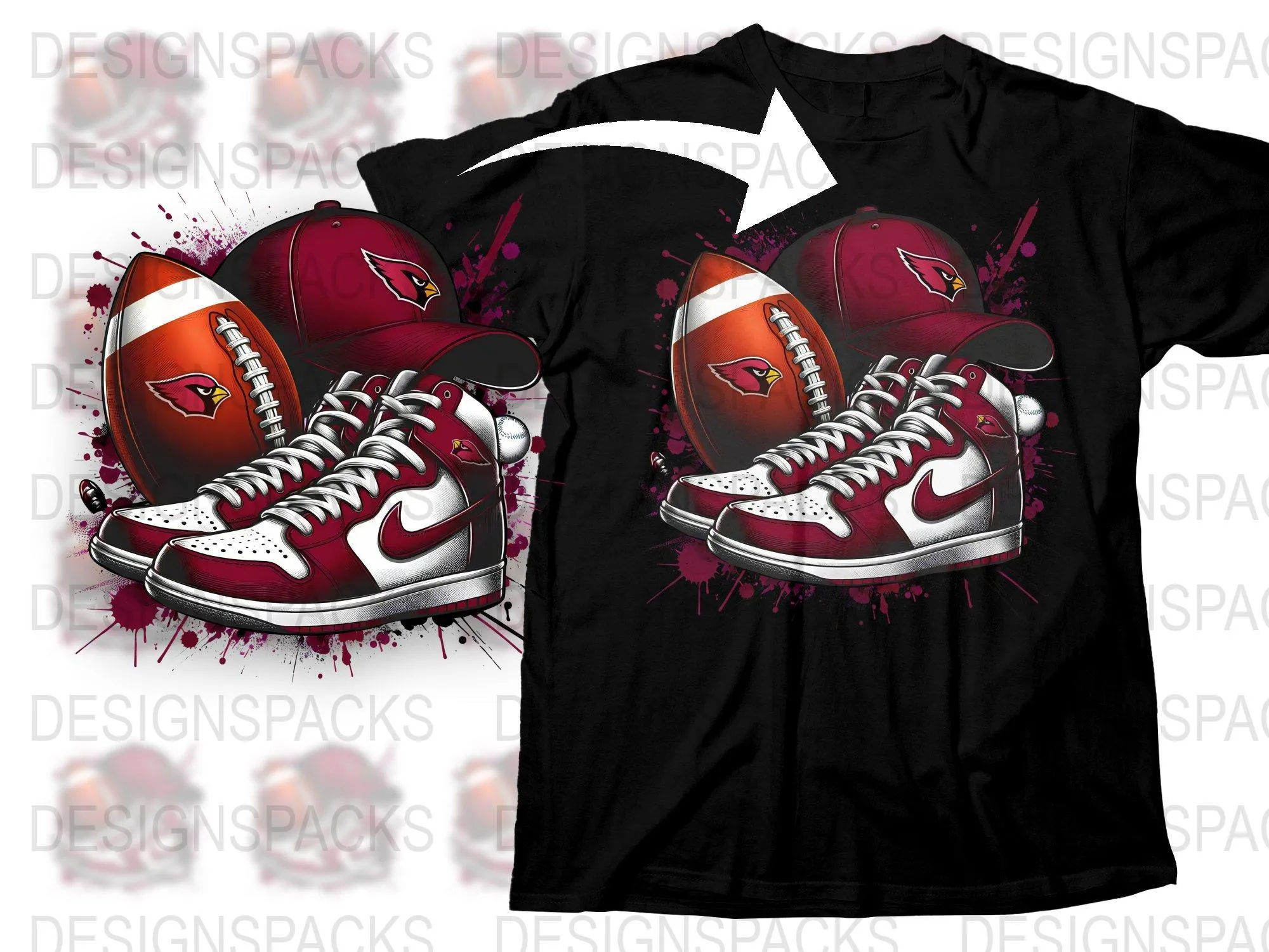 Arizona Cardinals Swoosh Shoes Football Png Digital Download