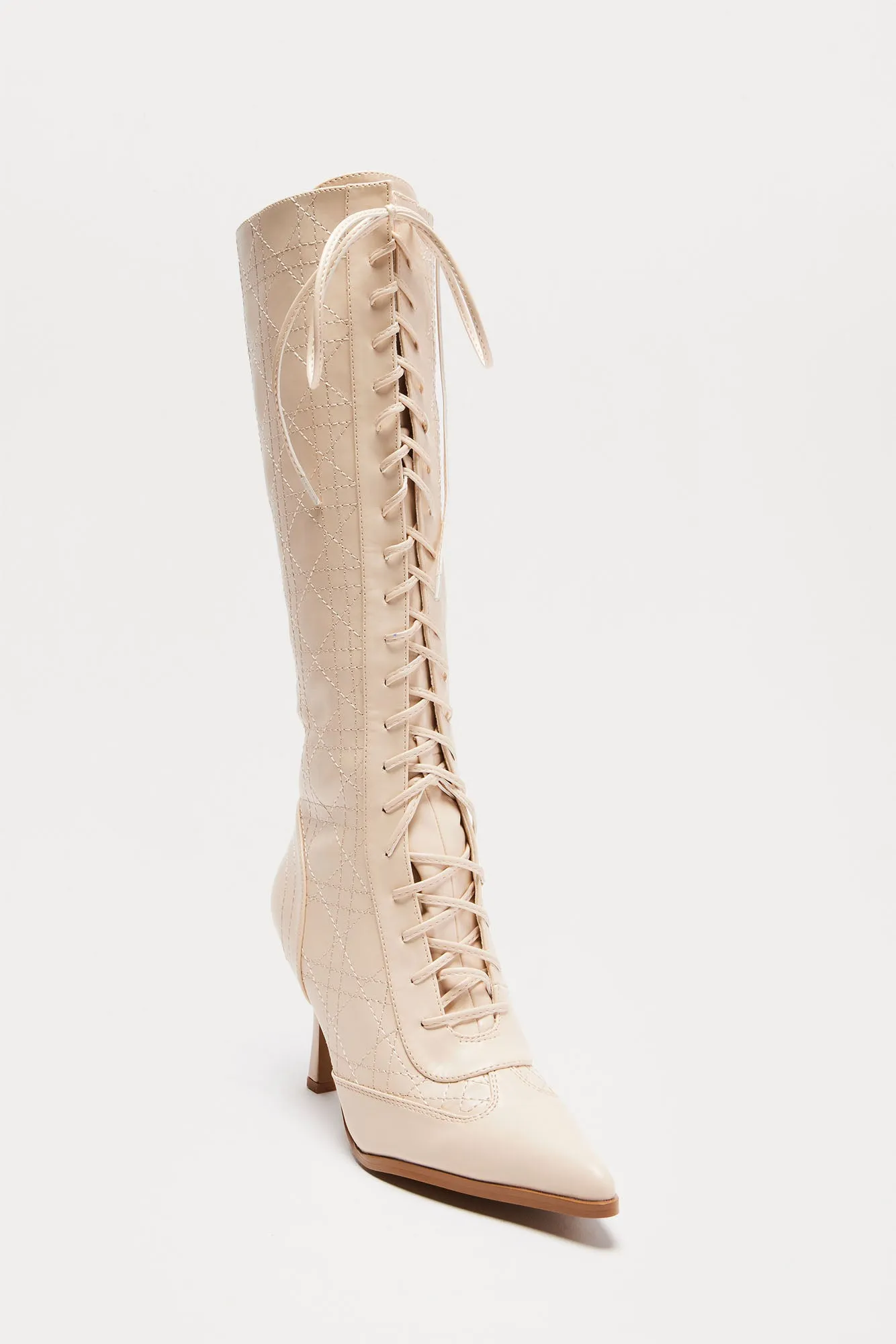 Ashton Lace Up Boots - Cream