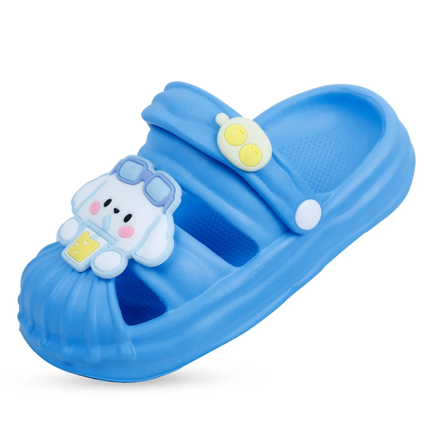 Baby Moo Chilling Puppy Applique Waterproof Anti-Skid Sling Back Clogs - Blue