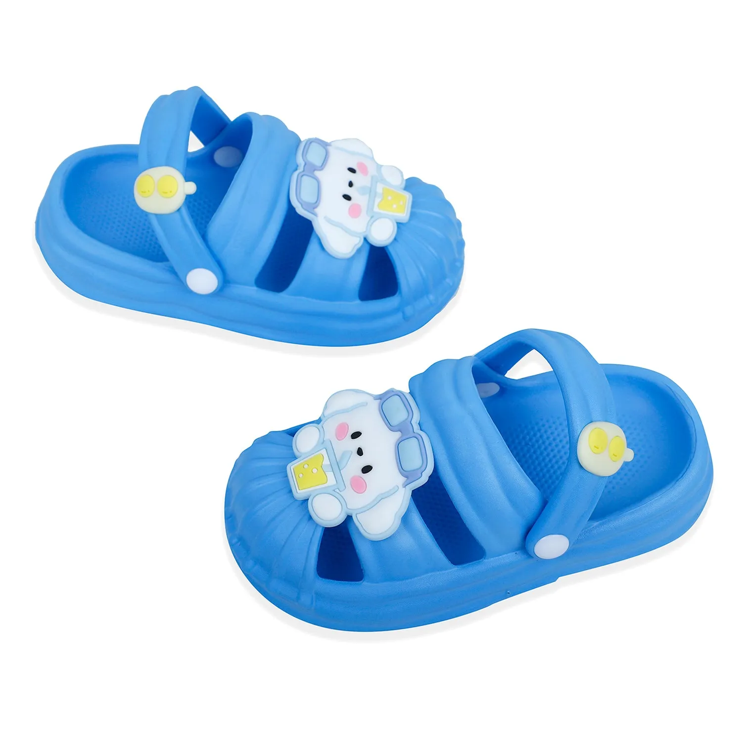 Baby Moo Chilling Puppy Applique Waterproof Anti-Skid Sling Back Clogs - Blue