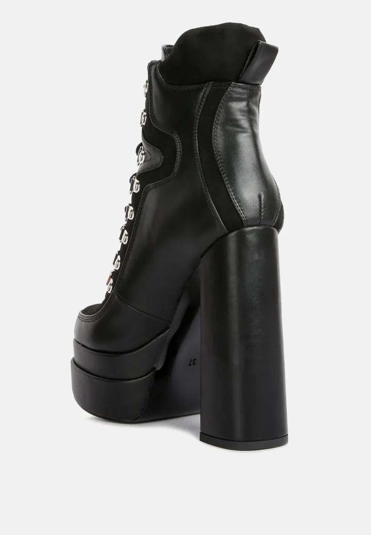 Beamer Faux Leather High Heeled Ankle Boots