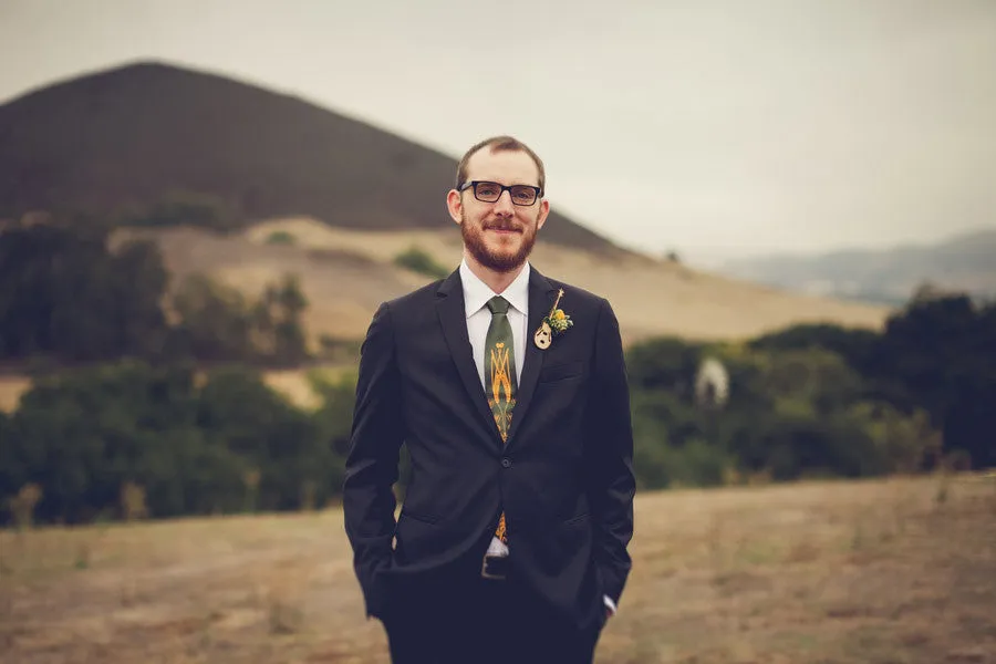 Beer Necktie. Hops & Wheat Print Tie