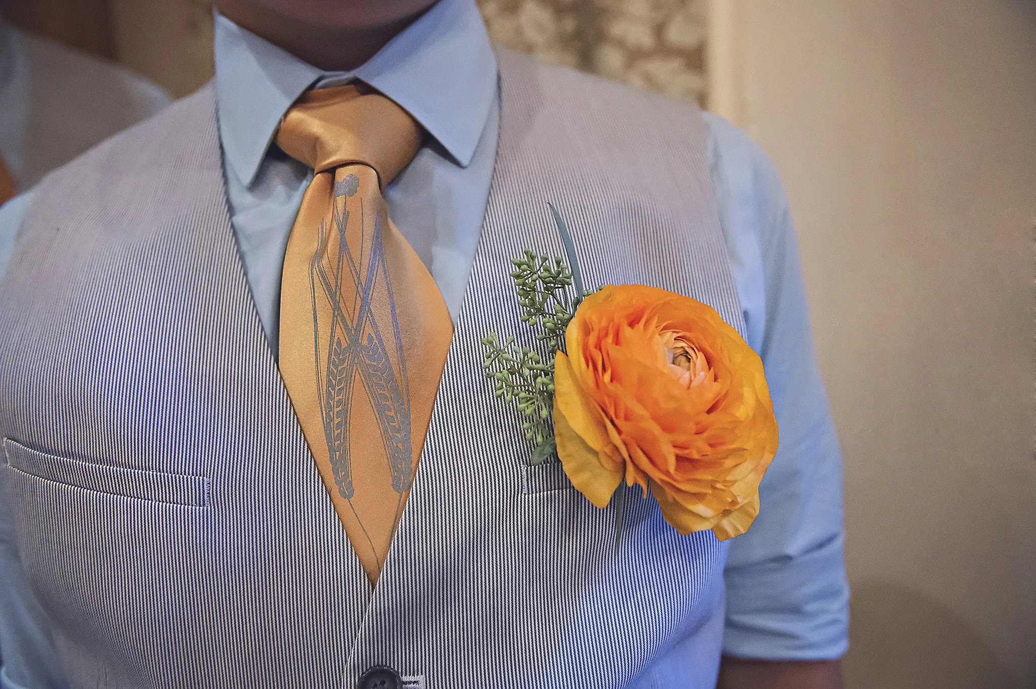 Beer Necktie. Hops & Wheat Print Tie