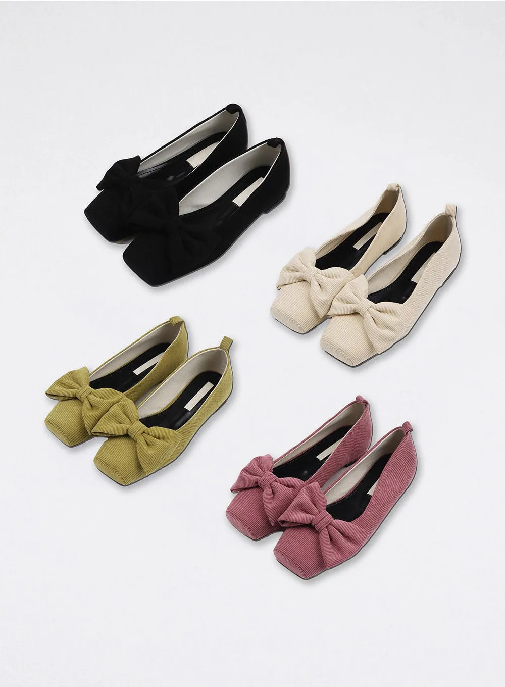 Big Bow Square Toe Flats OJ405