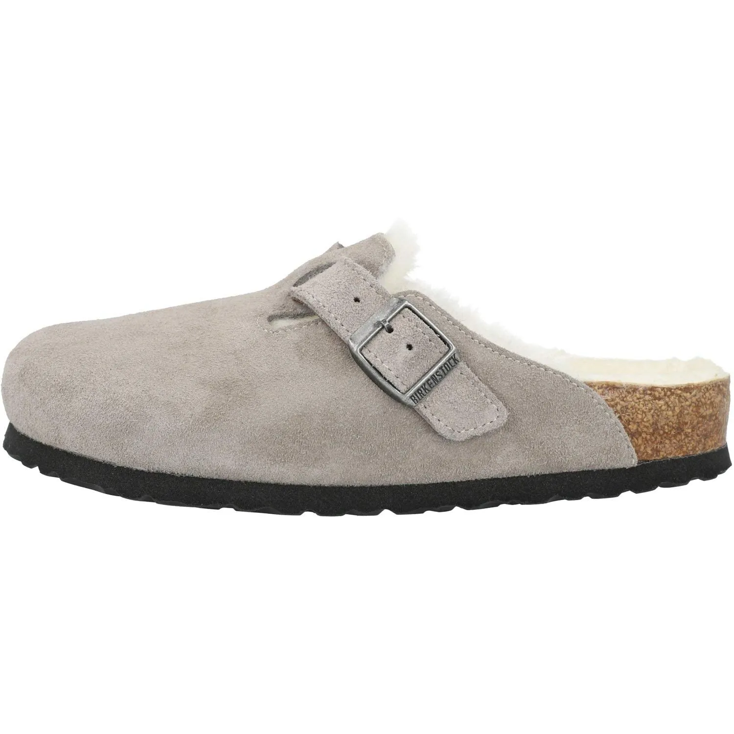 Birkenstock Women's Boston Shearling Clogs, Stone Coin, Grey