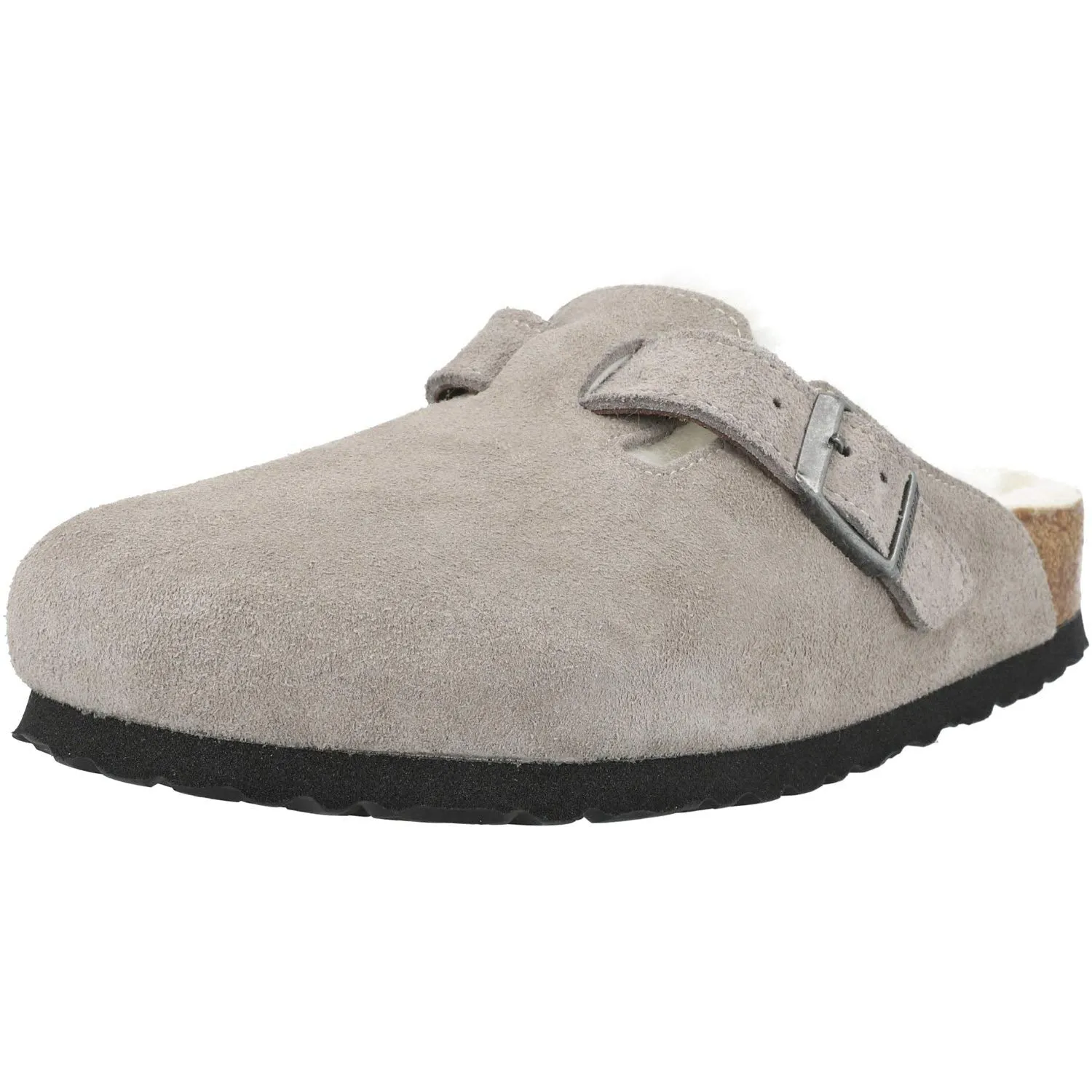 Birkenstock Women's Boston Shearling Clogs, Stone Coin, Grey