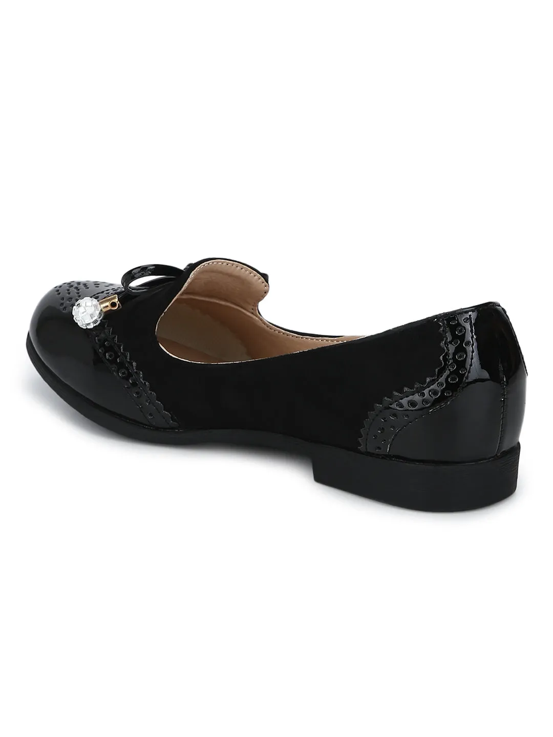 Black Micro Thin Diamante Bow Belly Flats