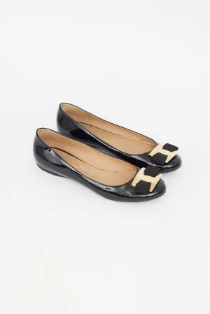 Black Patent Oversized Varina Bow Flat