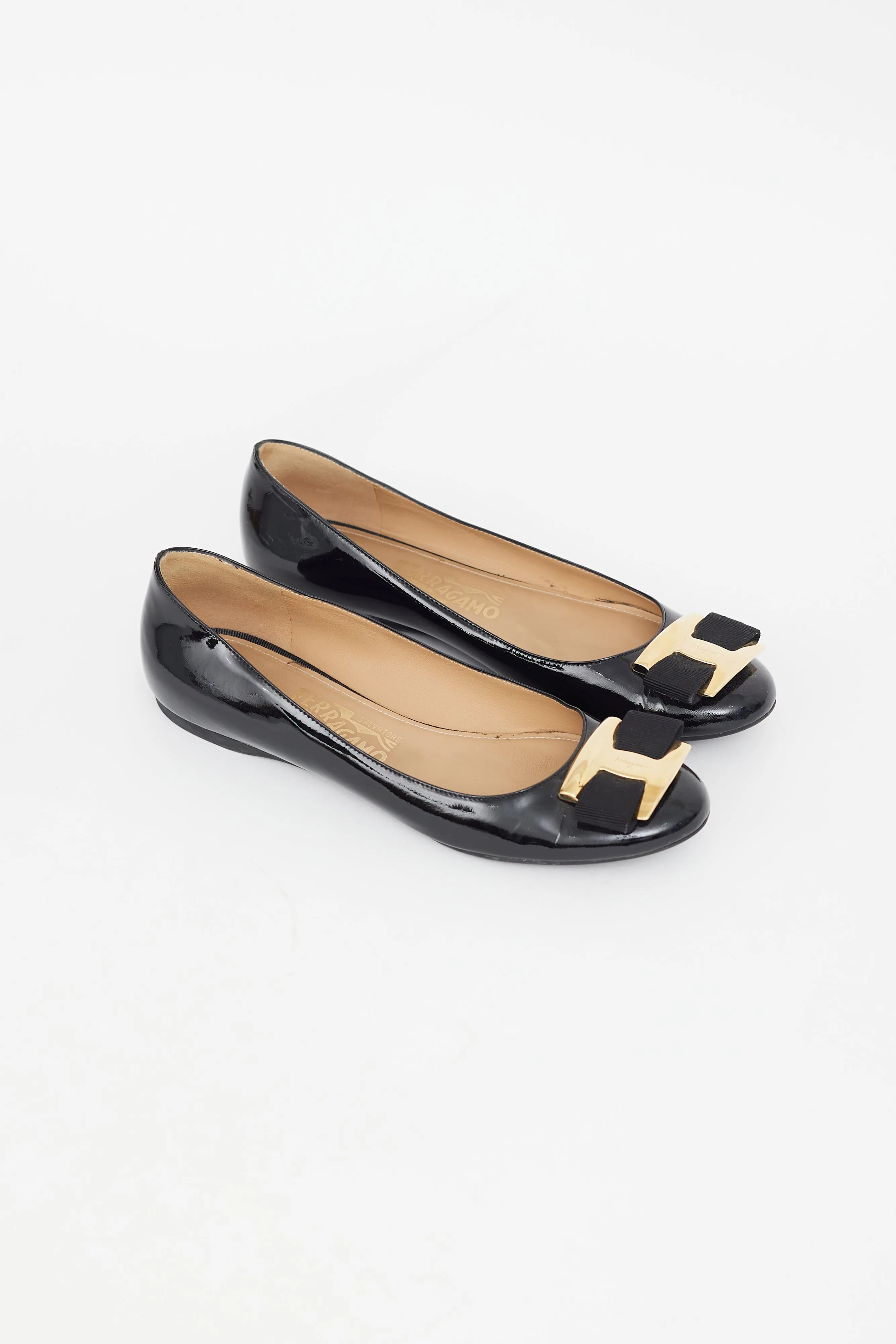 Black Patent Oversized Varina Bow Flat