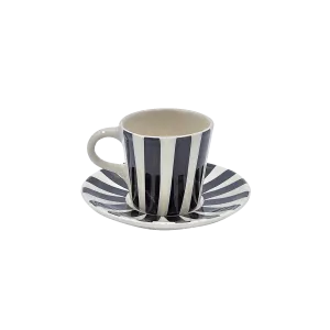 Black Stripes Espresso Cup & Saucer