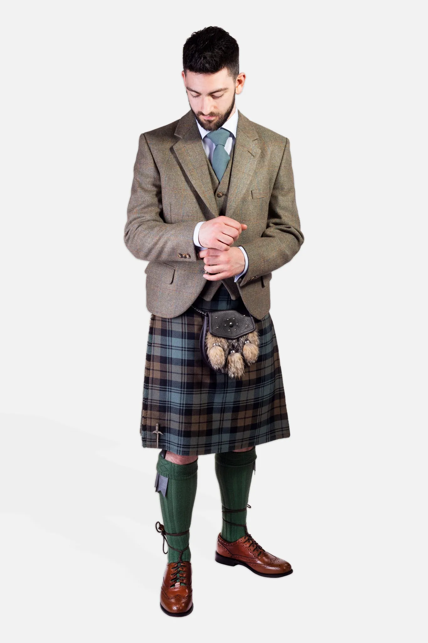 Black Watch Weathered / Lovat Nicolson Tweed Kilt Hire Outfit