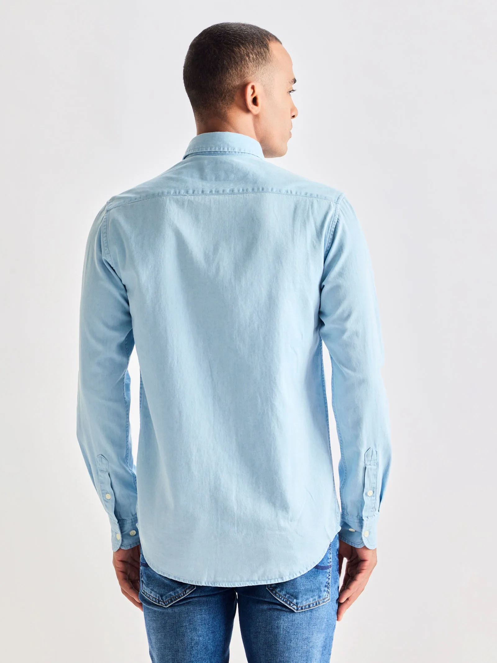 Blue Silky Denim Shirt