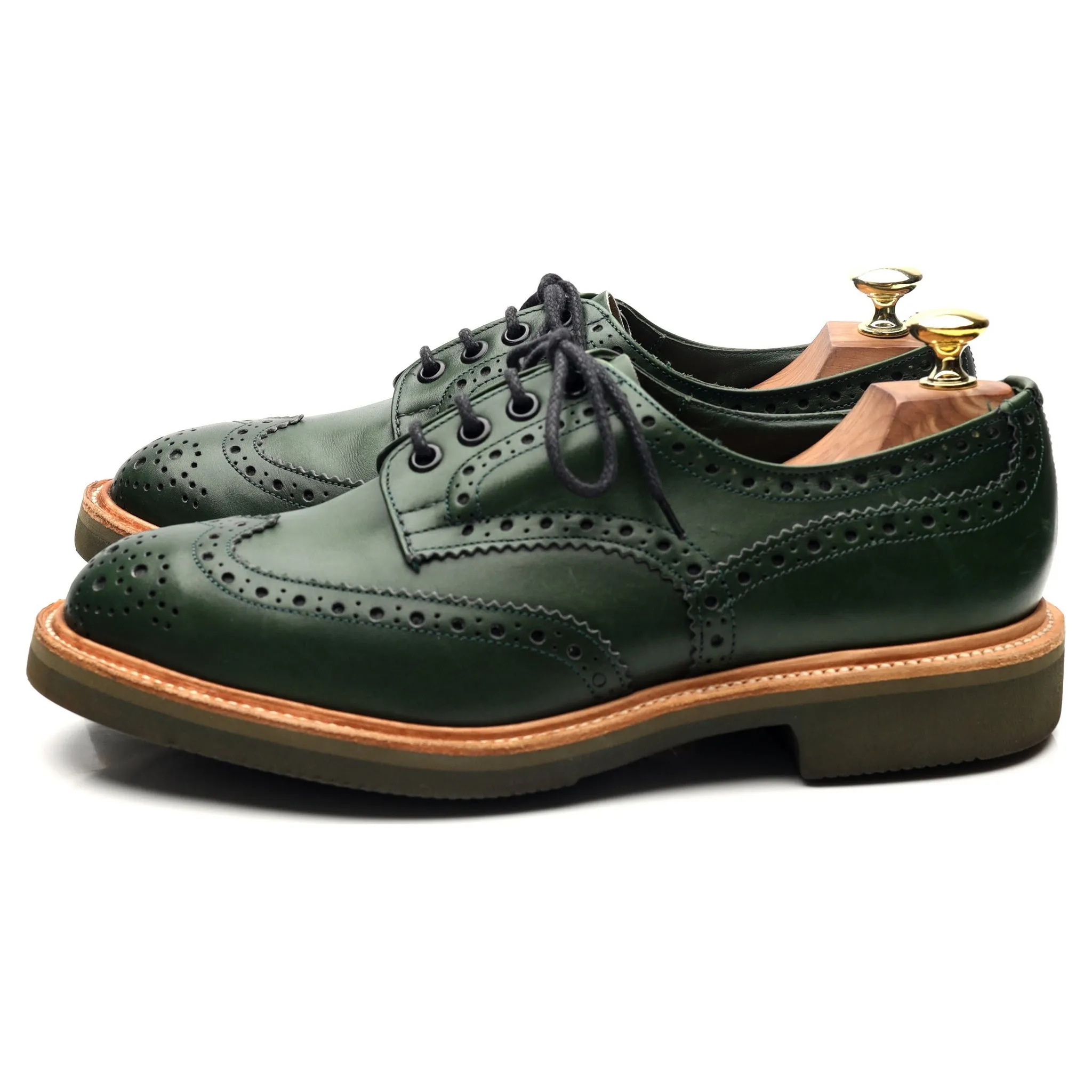 'Bourton' Green Leather Derby Brogues UK 7