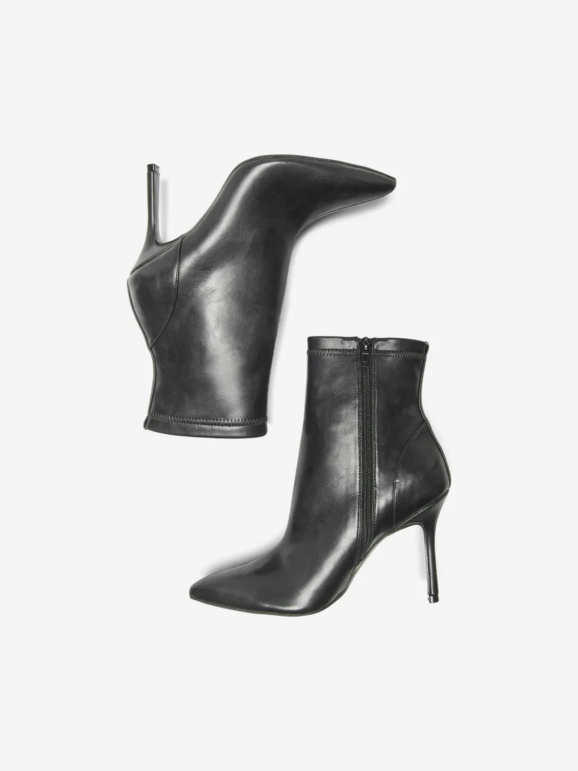 Cali PU Heeled Boots - Black