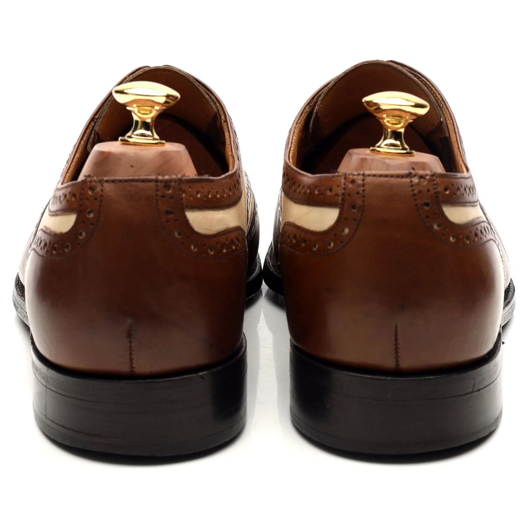 'Cambridge' Brown Beige Two Tone Leather Brogues UK 9.5 FX