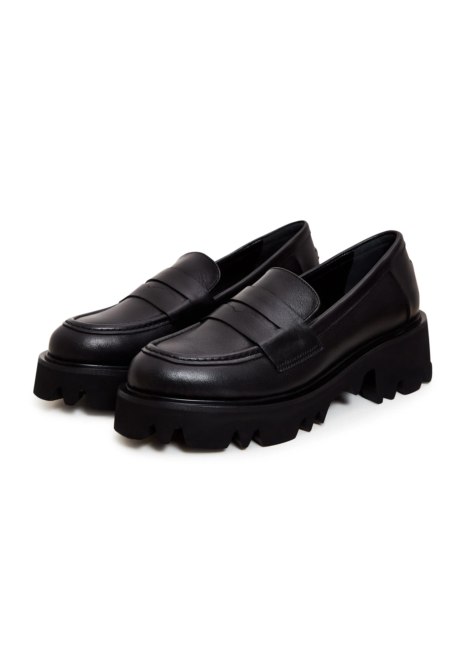 Chunky Platform Loafers - Black