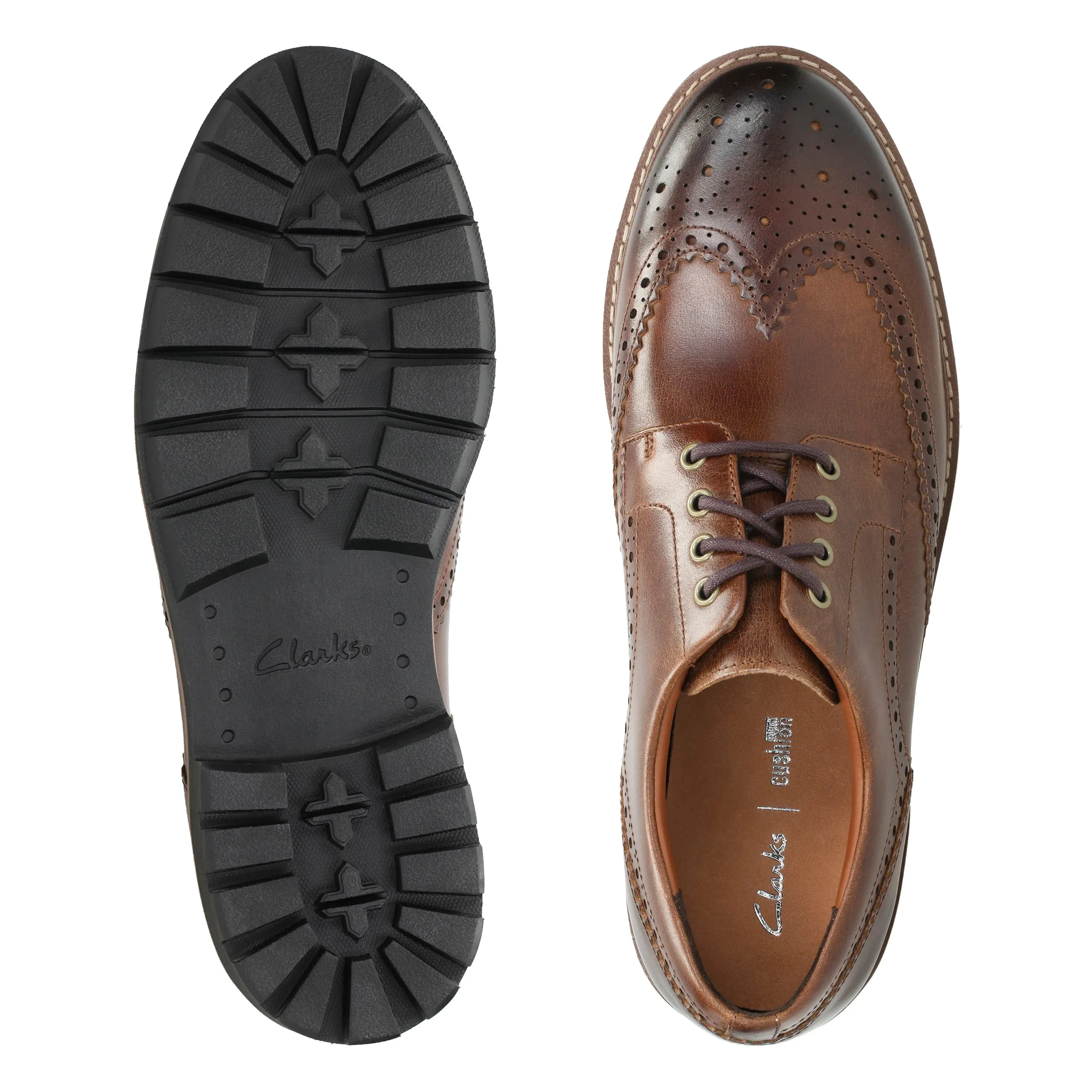 CLARKS | ZAPATOS DE VESTIR HOMBRE | BATCOMBE WING DARK TAN LEATHER | MARRÓN