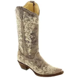 Corral Boots Brown Crater Bone Embroidery A1094