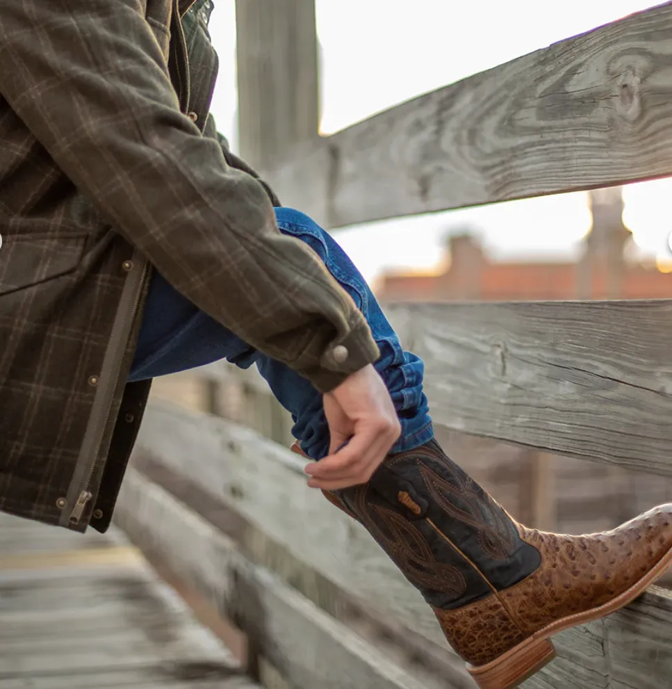 CORRAL MENS NAVY BLUE OSTRICH COWBOY BOOTS STYLE A4052