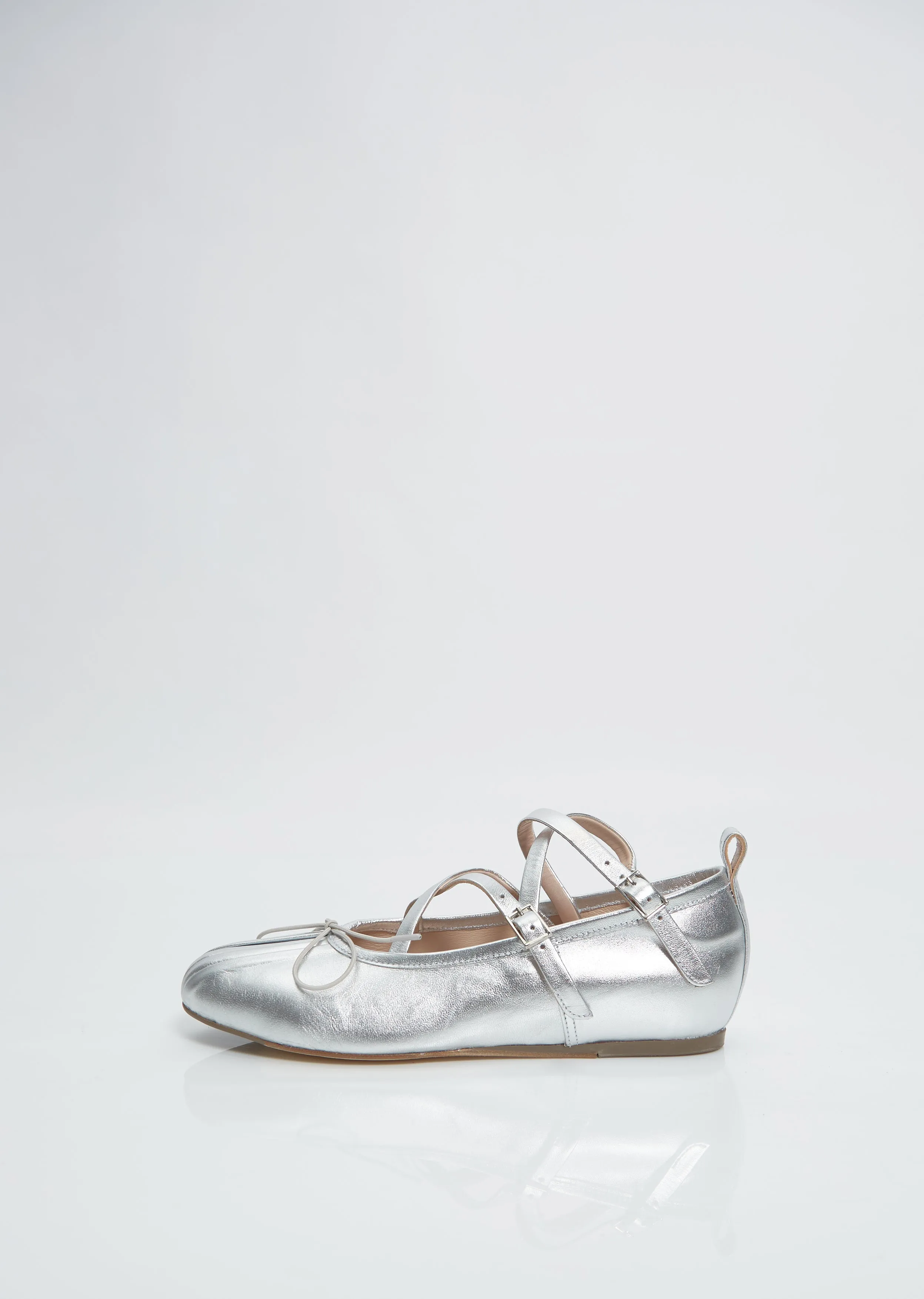 Criss-Cross Ballerina Pump — Silver