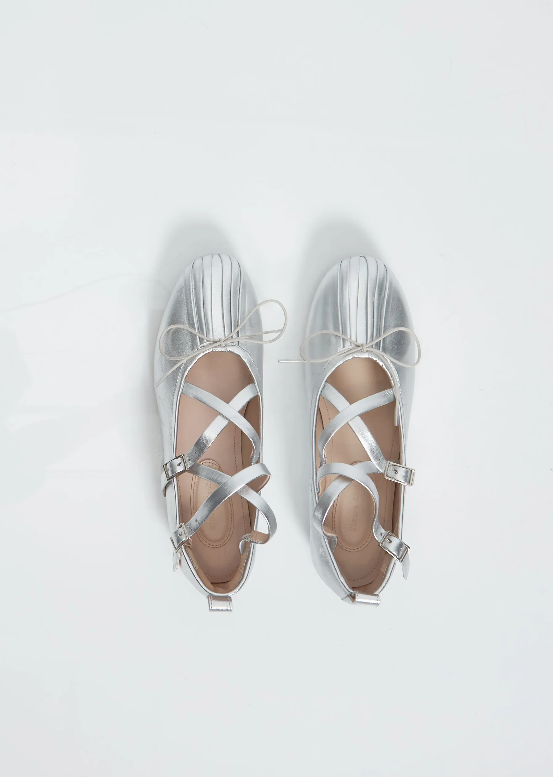 Criss-Cross Ballerina Pump — Silver