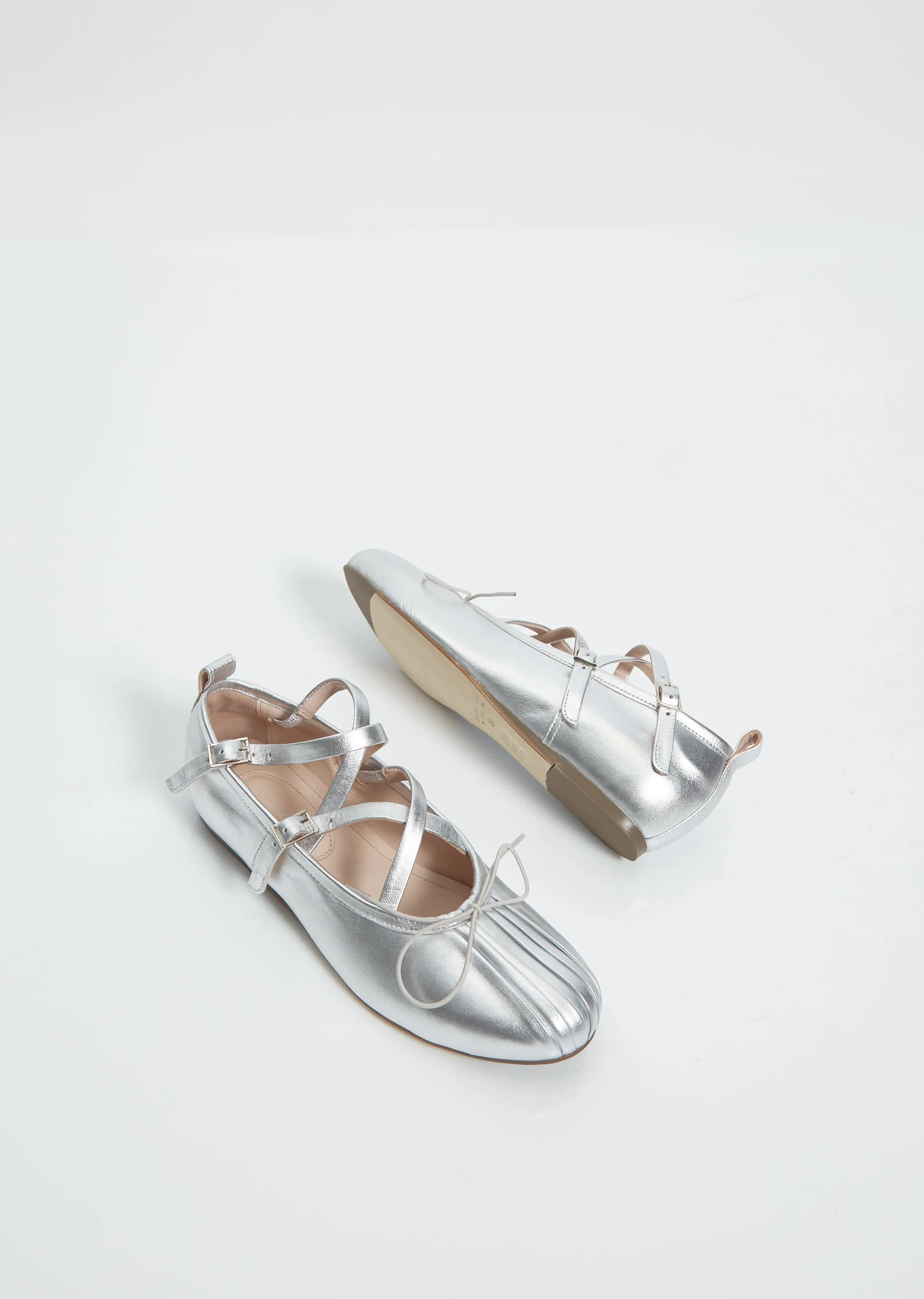 Criss-Cross Ballerina Pump — Silver